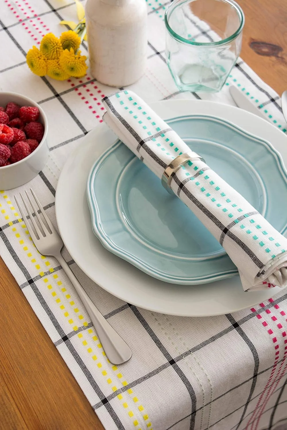 رانر رومیزی نخی چهارخانه رنگی DII (35x274 سانتی متر) رانر رومیزی نخی چهارخانه رنگی DII (35x274 سانتی متر)