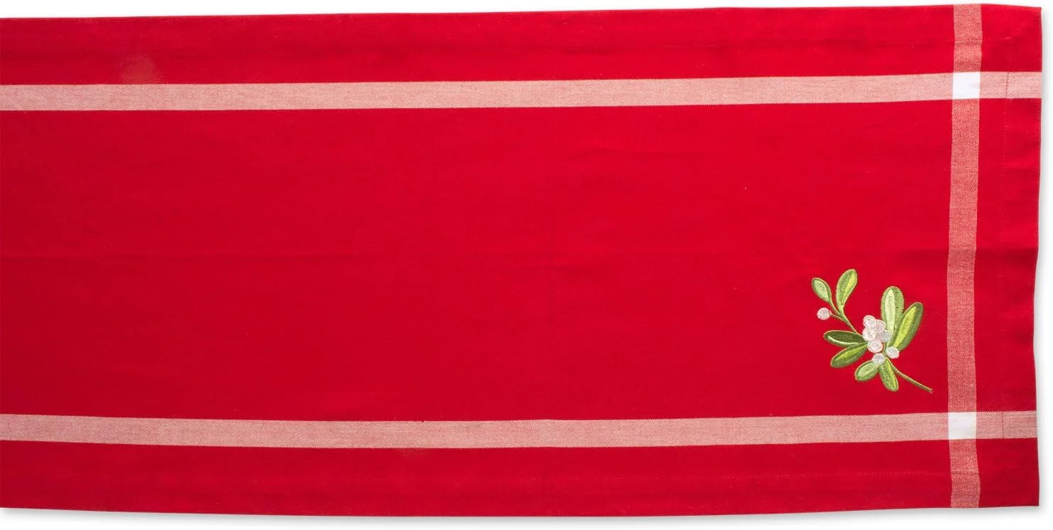 رانر رومیزی گلدوزی شده طرح دار، 100% پنبه، قابل شستشو در ماشین لباسشویی، مناسب مهمانی های شام، کریسمس و تعطیلات - 35x183 سانتی متر