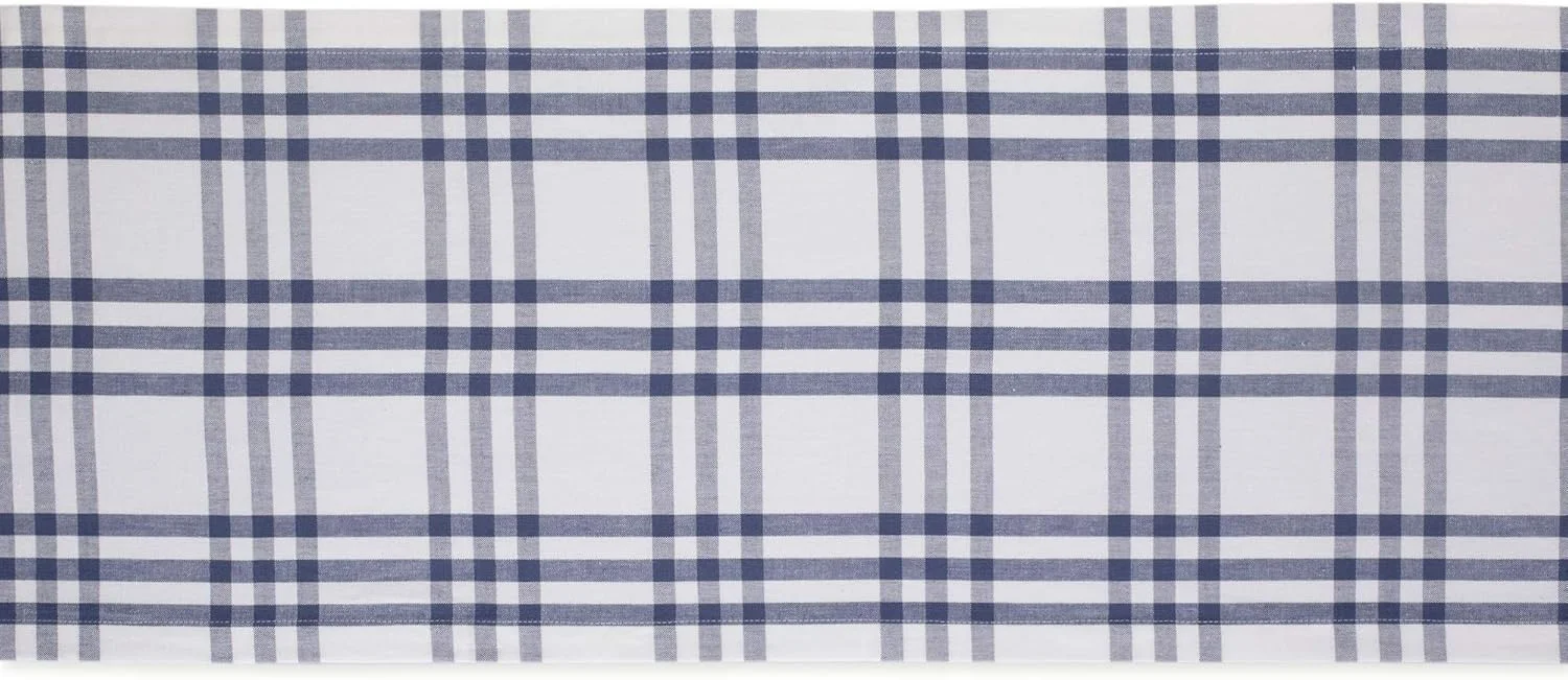 رانر رومیزی طرح چهارخانه کلکسیون خانه شیرین مزرعه دی آی آی، 35x274 سانتی متر، آبی