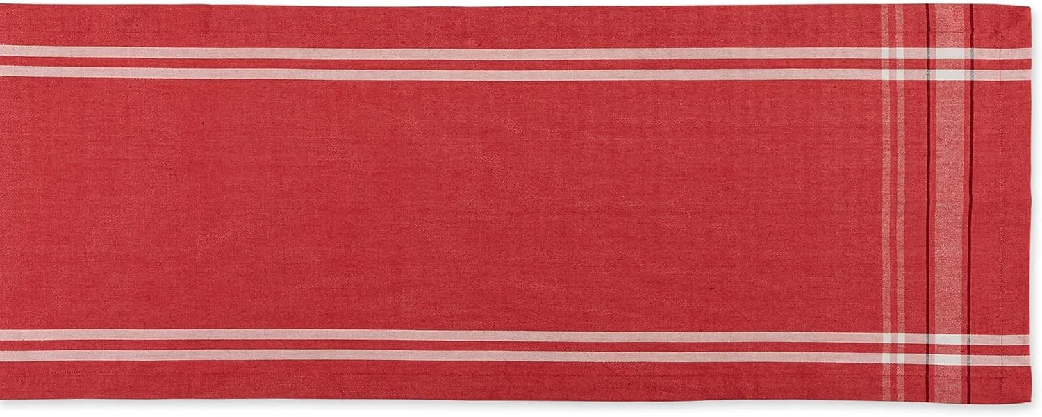 رانر رومیزی طرح راه راه فرانسوی DII، مناسب میز ناهارخوری، سبک روستایی، 35x274 سانتی متر، شامبری قرمز رانر رومیزی طرح راه راه فرانسوی DII، مناسب میز ناهارخوری، سبک روستایی، 35x274 سانتی متر، شامبری قرمز