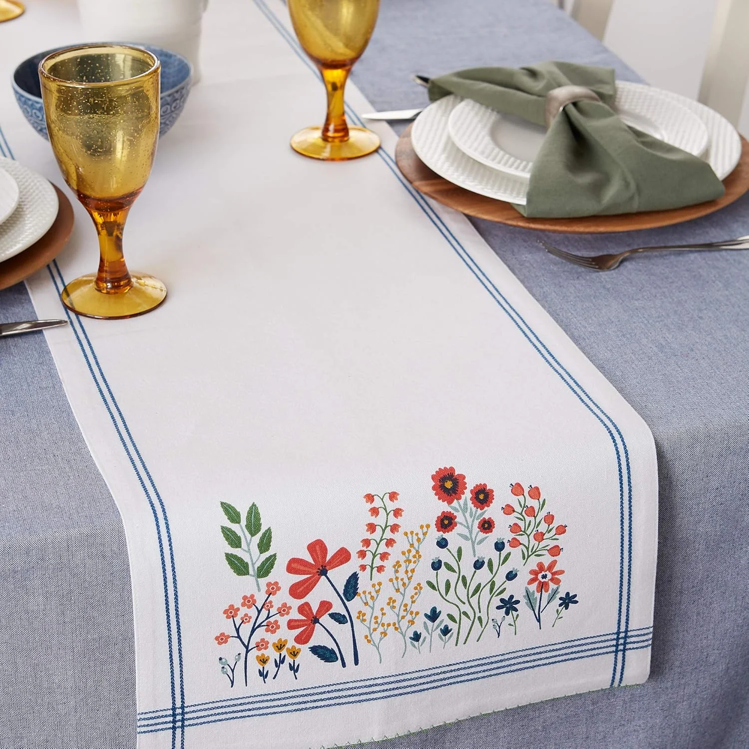 رانر رومیزی طرح باغ گل دی آی آی، 35x183 سانتی متر رانر رومیزی طرح باغ گل دی آی آی، 35x183 سانتی متر