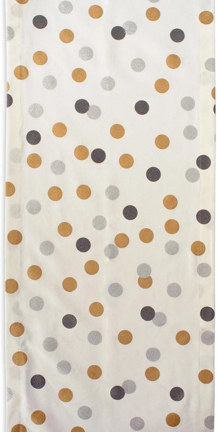 رانر رومیزی پارچه ای فلزی طرح تعطیلات DII، دکور آشپزخانه، رانر رومیزی کریسمس، 35x274 سانتی متر، خال های پولکای نقره ای و طلایی رانر رومیزی پارچه ای فلزی طرح تعطیلات DII، دکور آشپزخانه، رانر رومیزی کریسمس، 35x274 سانتی متر، خال های پولکای نقره ای و طلایی