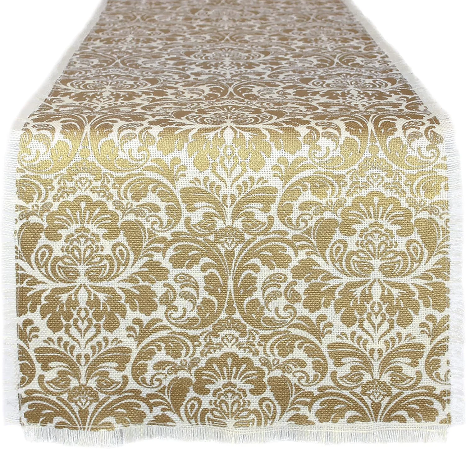 رانر رومیزی کنفی طرح تعطیلات DII، 35x274 سانتی متر، داماس طلایی رانر رومیزی کنفی طرح تعطیلات DII، 35x274 سانتی متر، داماس طلایی