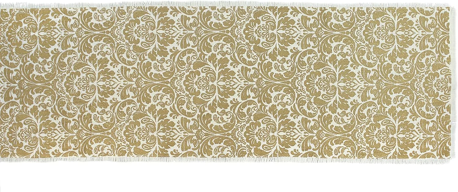 رانر رومیزی کنفی طرح تعطیلات DII، 35x274 سانتی متر، داماس طلایی رانر رومیزی کنفی طرح تعطیلات DII، 35x274 سانتی متر، داماس طلایی