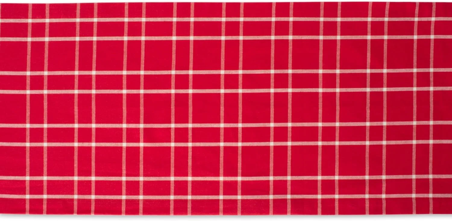 رانر رومیزی طرح چهارخانه توت مقدس DII، مناسب میز غذاخوری، سایز 35x183 سانتی متر، قرمز و سفید رانر رومیزی طرح چهارخانه توت مقدس DII، مناسب میز غذاخوری، سایز 35x183 سانتی متر، قرمز و سفید