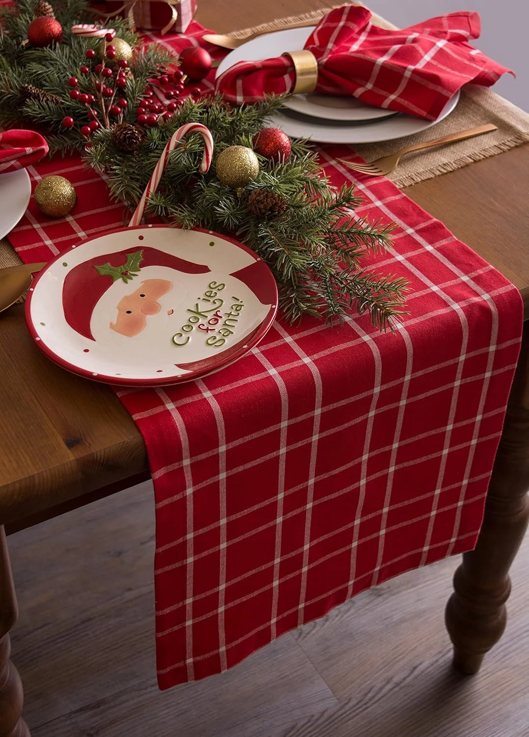 رانر رومیزی طرح چهارخانه توت مقدس DII، مناسب میز غذاخوری، سایز 35x183 سانتی متر، قرمز و سفید رانر رومیزی طرح چهارخانه توت مقدس DII، مناسب میز غذاخوری، سایز 35x183 سانتی متر، قرمز و سفید