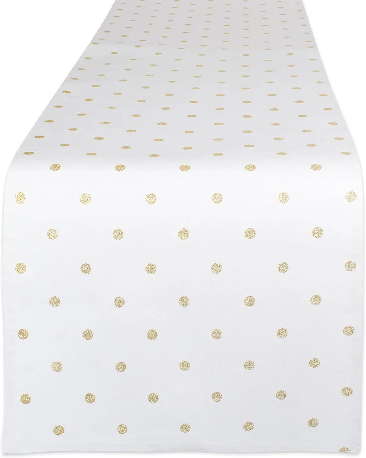 رانر رومیزی خالدار DII، 33x229 سانتی متر، سفید متالیک/طلایی دو رو