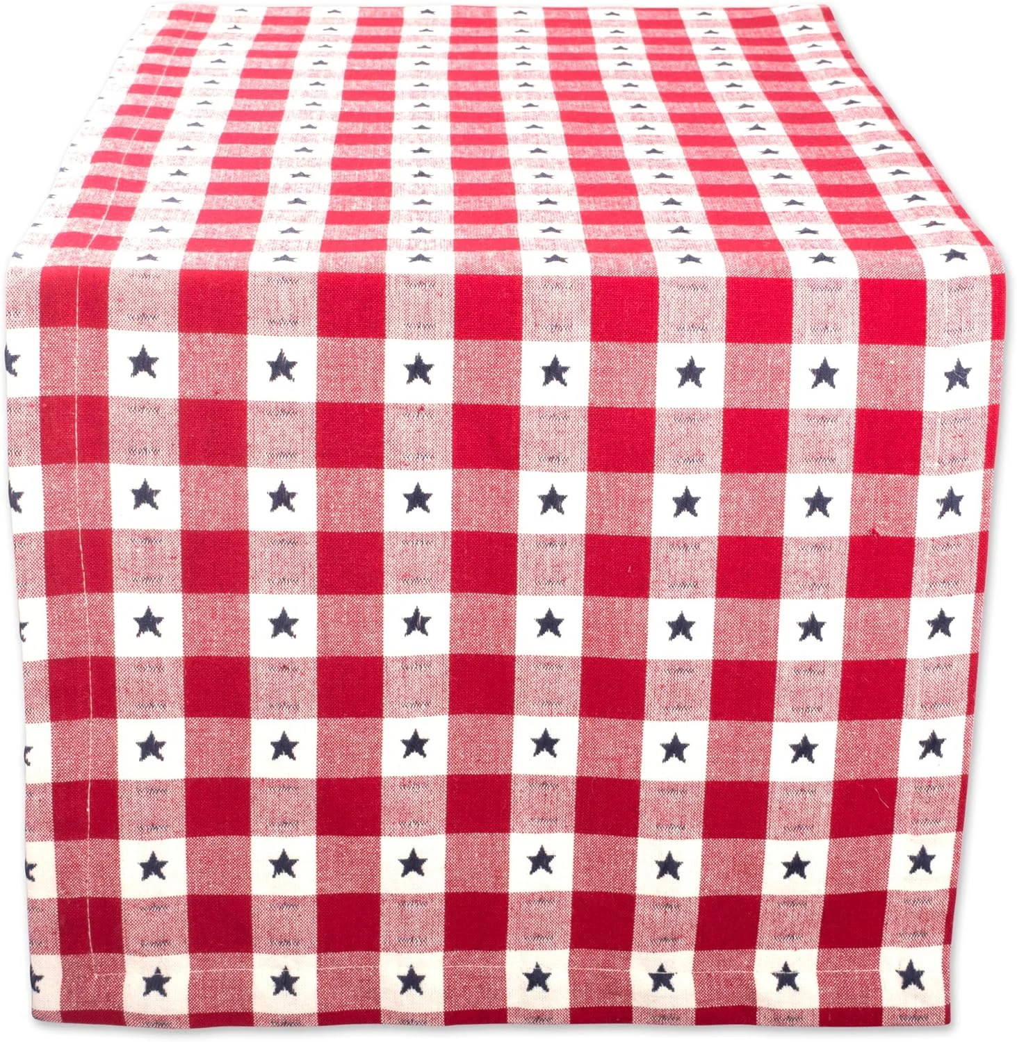 رانر رومیزی نخی DII برای جشن روز استقلال، مهمانی 4 جولای، باربیکیو تابستانی و پیک نیک در فضای باز - 35x274 سانتی متر، طرح ستاره ای قرمز، سفید و آبی