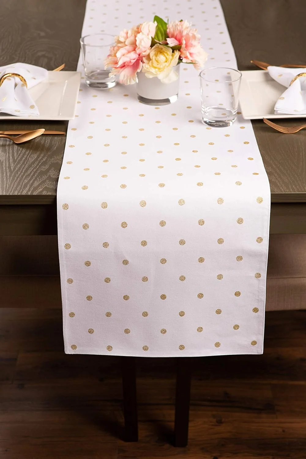 رانر رومیزی خالدار DII، 33x229 سانتی متر، سفید متالیک/طلایی دو رو رانر رومیزی خالدار DII، 33x229 سانتی متر، سفید متالیک/طلایی دو رو