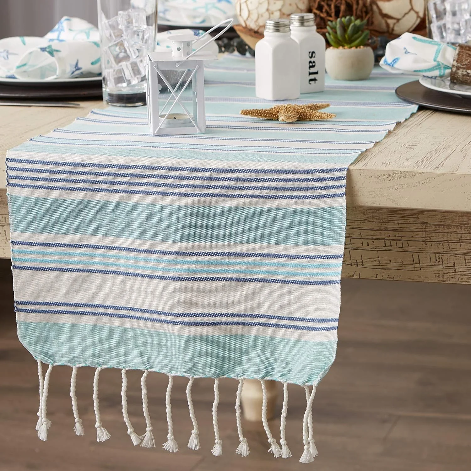 رانر رومیزی راه راه طرح موج DII، مناسب آشپزخانه، ۱۴x۷۲، آبی ساحلی رانر رومیزی راه راه طرح موج DII، مناسب آشپزخانه، ۱۴x۷۲، آبی ساحلی