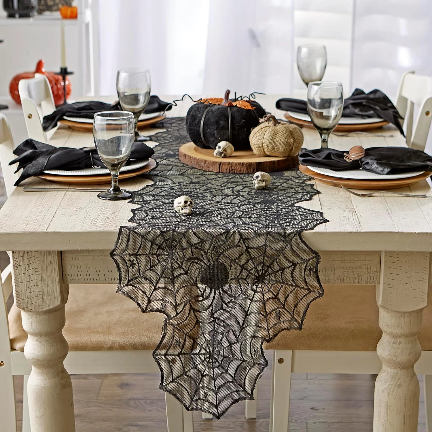 رانر رومیزی طرح توری مشکی DII، دکوراسیون گوتیک هالووین، 45x180، طرح تار عنکبوت رانر رومیزی طرح توری مشکی DII، دکوراسیون گوتیک هالووین، 45x180، طرح تار عنکبوت