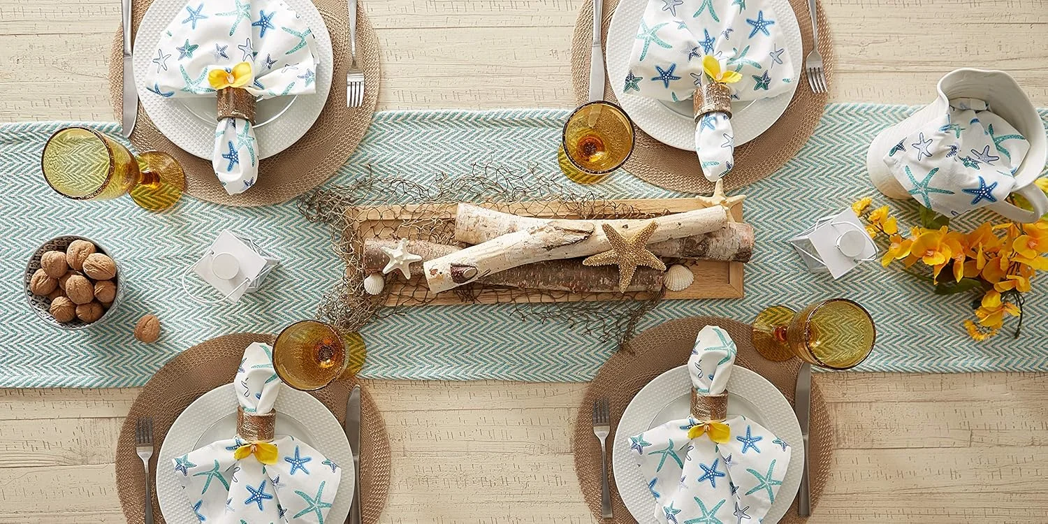 رانر رومیزی بافتنی DII، طرح شورون، 38x183 سانتی متر، آبی رانر رومیزی بافتنی DII، طرح شورون، 38x183 سانتی متر، آبی