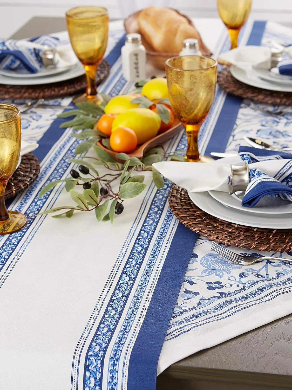 رانر رومیزی طرح راه راه پورتو DII، مناسب برای استفاده روزمره خانواده، بهار، تابستان، مهمانی های شام، باربیکیو، عروسی و مناسبت های خاص، سایز 14x72 رانر رومیزی طرح راه راه پورتو DII، مناسب برای استفاده روزمره خانواده، بهار، تابستان، مهمانی های شام، باربیکیو، عروسی و مناسبت های خاص، سایز 14x72