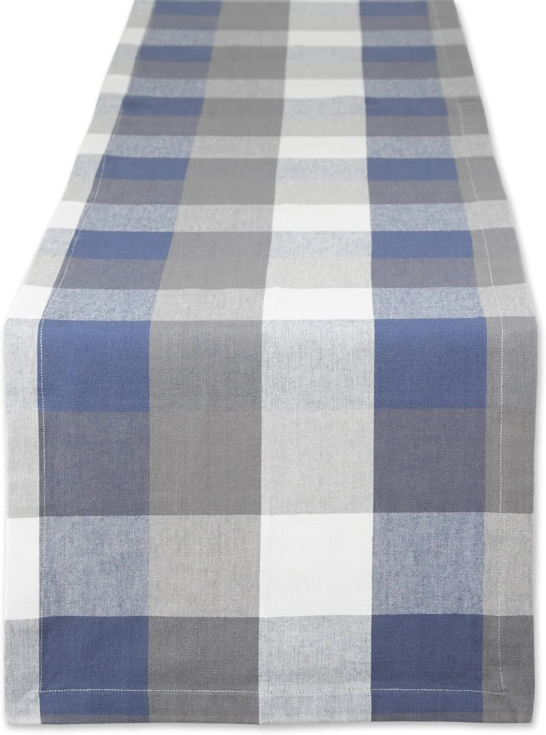 رانر رومیزی سه رنگ DII، طرح چهارخانه، 100% پنبه، 35x183 سانتی متر، آبی فرانسوی