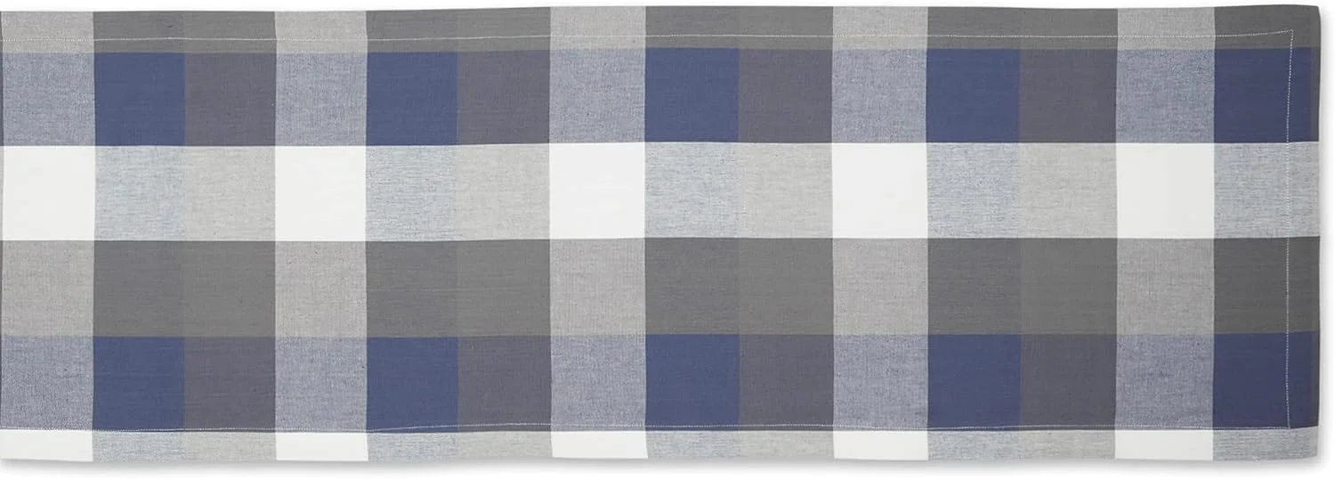 رانر رومیزی سه رنگ DII، طرح چهارخانه، 100% پنبه، 35x183 سانتی متر، آبی فرانسوی