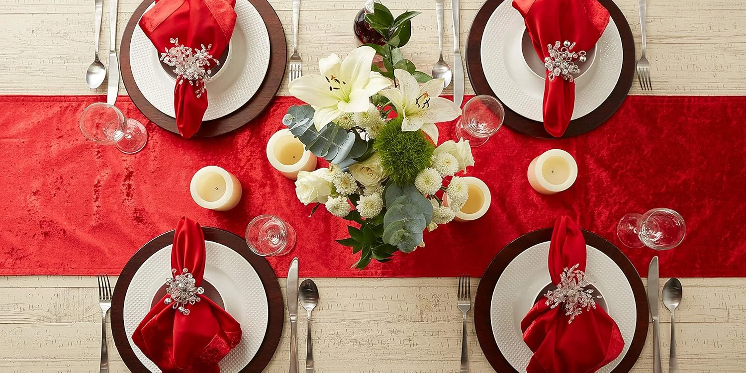 رانر رومیزی مخمل DII، 35x183 سانتی متر، قرمز