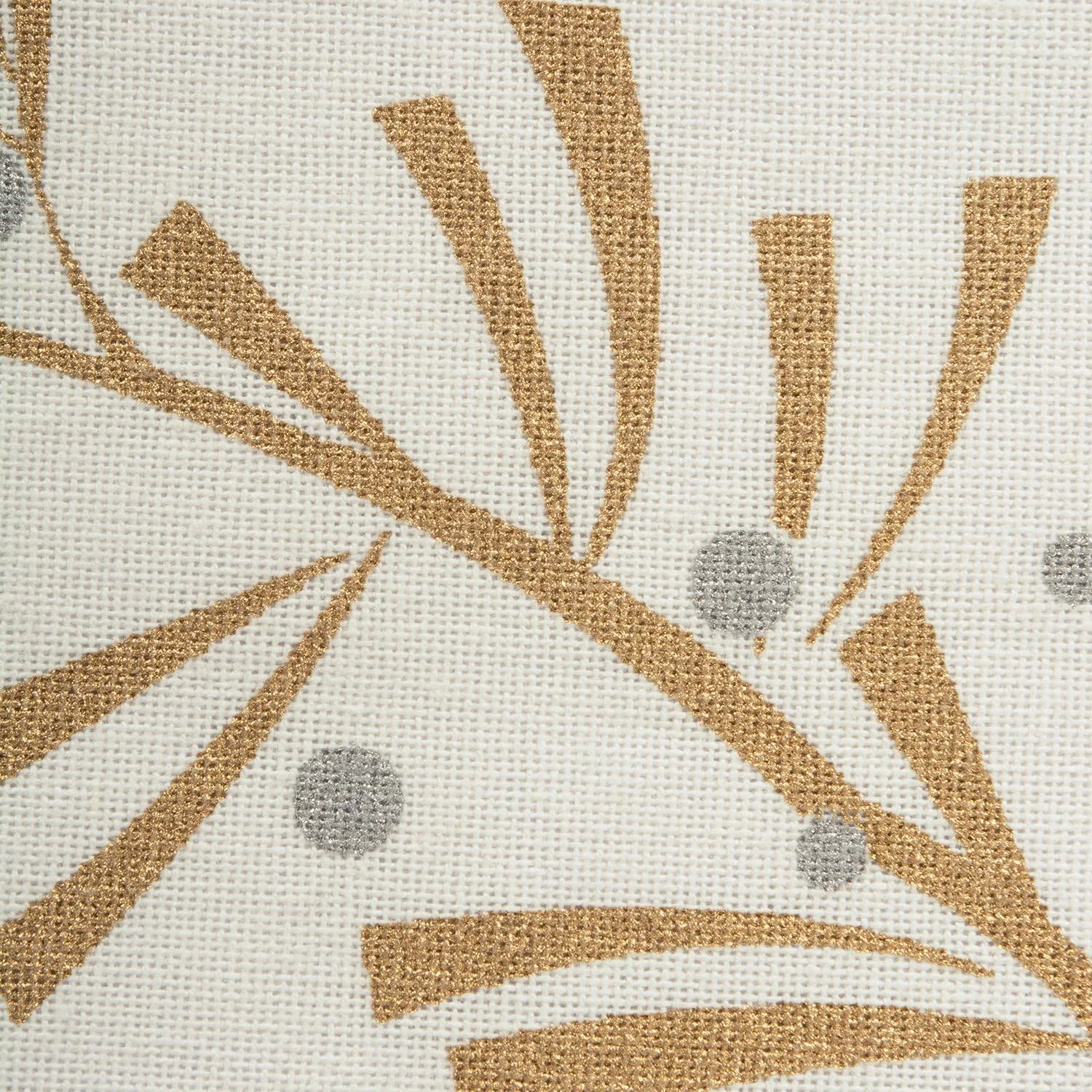 رانر رومیزی طرح دار فلزی DII، 100% پنبه، قابل شستشو در ماشین لباسشویی، مناسب مهمانی ها، کریسمس و تعطیلات - 35x274 سانتی متر، برگ های فلزی هالی