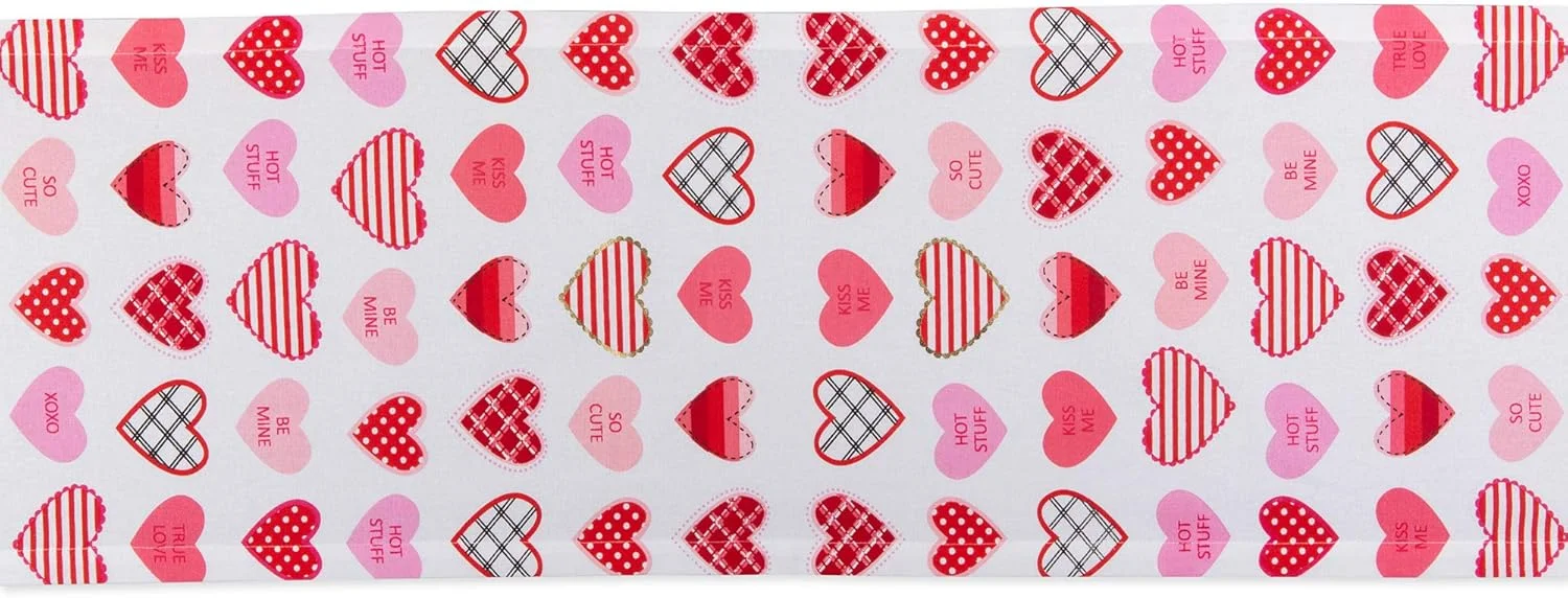 رانر رومیزی طرح قلب، 100% پنبه، قابل شستشو در ماشین لباسشویی، 35x183 سانتی متر رانر رومیزی طرح قلب، 100% پنبه، قابل شستشو در ماشین لباسشویی، 35x183 سانتی متر