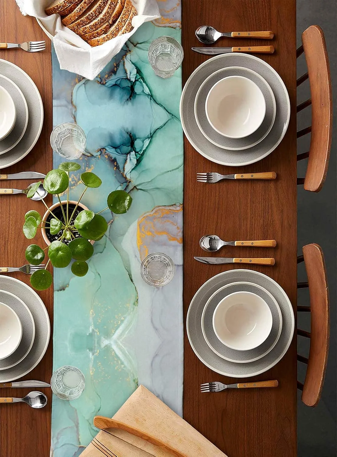 رومیزی با طرح گرادیان مرمر، 33x178 سانتی متر، مناسب میز هتل، مهمانی، رومیزی یکبار مصرف، رومیزی تزیینی برای میز قهوه، مناسب اتاق غذاخوری، آشپزخانه، اتاق نشیمن، میز مهمانی تعطیلات