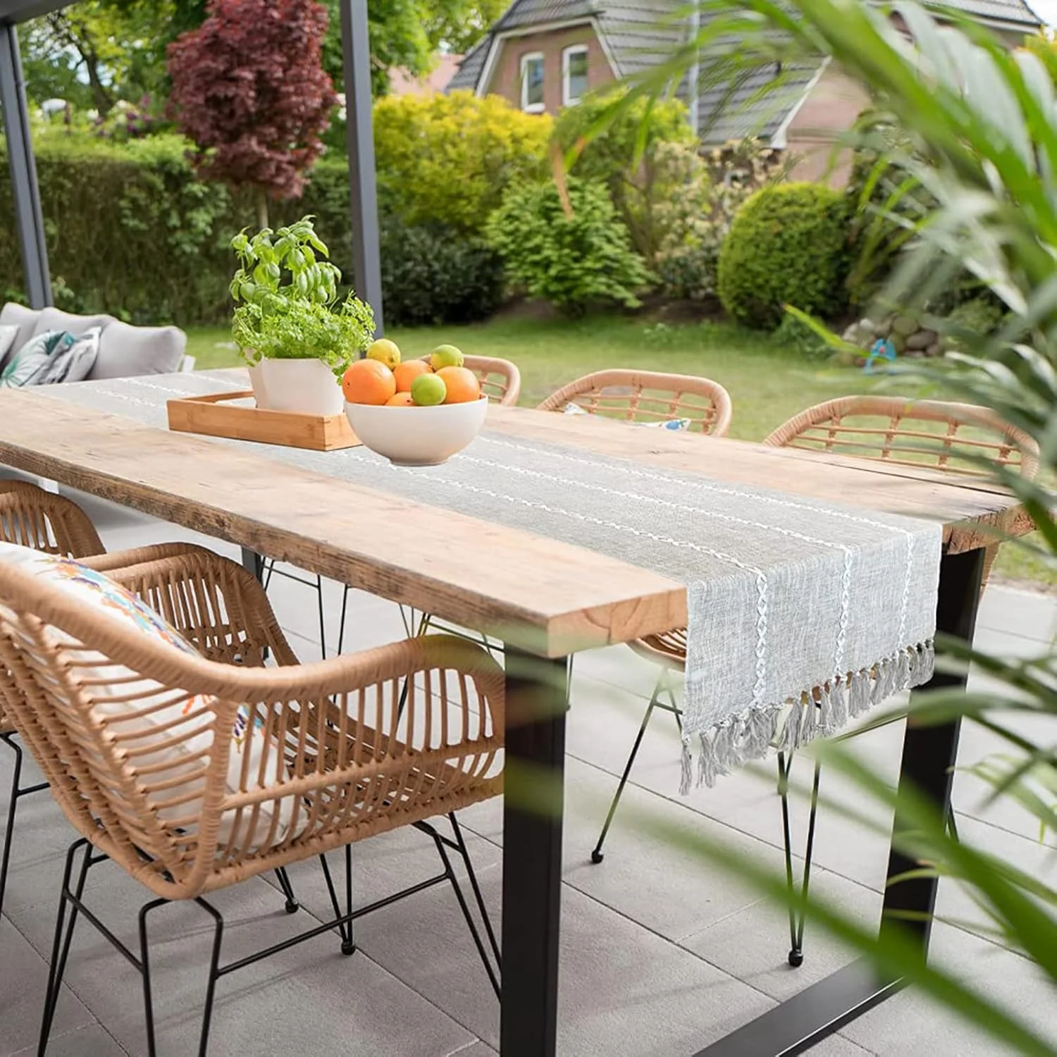 رانر رومیزی بافت مکرومه KASTWAVE - کتان نخی طرح بوهو وینتیج با ریشه مناسب مهمانی و تعطیلات - رنگ Desert Sage سایز 33x178 سانتی متر رانر رومیزی بافت مکرومه KASTWAVE - کتان نخی طرح بوهو وینتیج با ریشه مناسب مهمانی و تعطیلات - رنگ Desert Sage سایز 33x178 سانتی متر