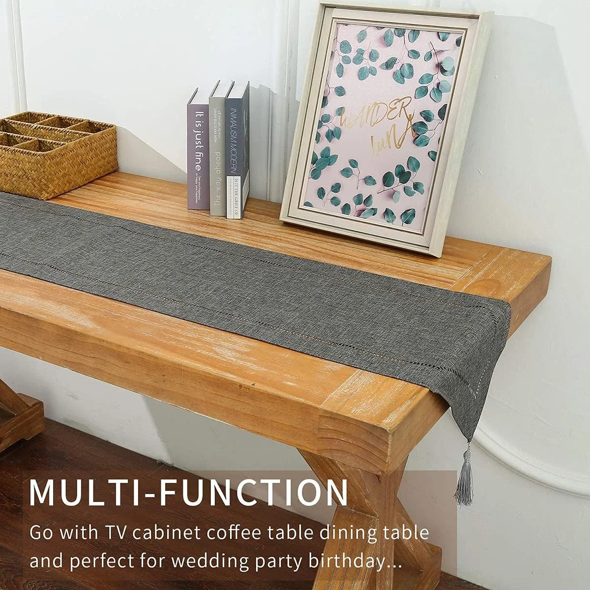 رانر رومیزی تزئینی کتان KASTWAVE با منگوله، مجموعه رومیزی 35x182 سانتی متر، مناسب برای استفاده روزمره، مهمانی عروسی، دکوراسیون منزل (35x182 سانتی متر، خاکستری) رانر رومیزی تزئینی کتان KASTWAVE با منگوله، مجموعه رومیزی 35x182 سانتی متر، مناسب برای استفاده روزمره، مهمانی عروسی، دکوراسیون منزل (35x182 سانتی متر، خاکستری)