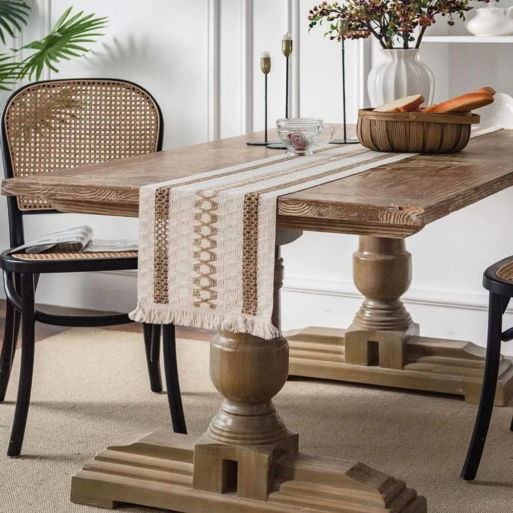 رانر رومیزی مکرومه KASTWAVE - پارچه کتان پنبه ای طرح بوهو با منگوله، دکوراسیون پارچه ای بوهمی طبیعی برای عروسی، مهمانی، دکوراسیون غذاخوری مزرعه، 30 در 180 سانتی متر رانر رومیزی مکرومه KASTWAVE - پارچه کتان پنبه ای طرح بوهو با منگوله، دکوراسیون پارچه ای بوهمی طبیعی برای عروسی، مهمانی، دکوراسیون غذاخوری مزرعه، 30 در 180 سانتی متر