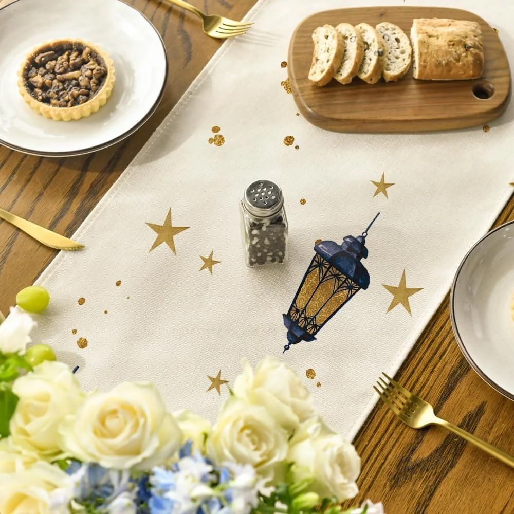 رانر رومیزی طرح گل فانوسی قلعه مد، دکوری شیک و فصلی برای آشپزخانه و میز غذاخوری، 33x183 سانتی متر مناسب مهمانی های خانگی و جشن های تعطیلات