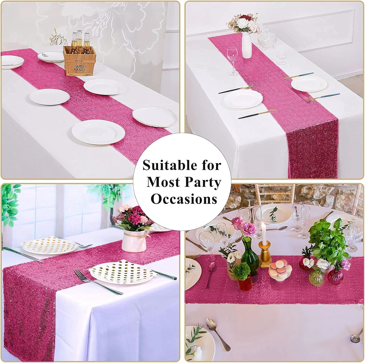 رانر پولکی میز، بسته 3 عددی رانر ساتن میز، 30 در 182 سانتی متر، پارچه پولکی میز، روکش میز مستطیلی درخشان، برای تولد، عروسی، ضیافت، تزئینات جشن تعطیلات، جشن نوزاد (صورتی جیغ) رانر پولکی میز، بسته 3 عددی رانر ساتن میز، 30 در 182 سانتی متر، پارچه پولکی میز، روکش میز مستطیلی درخشان، برای تولد، عروسی، ضیافت، تزئینات جشن تعطیلات، جشن نوزاد (صورتی جیغ)