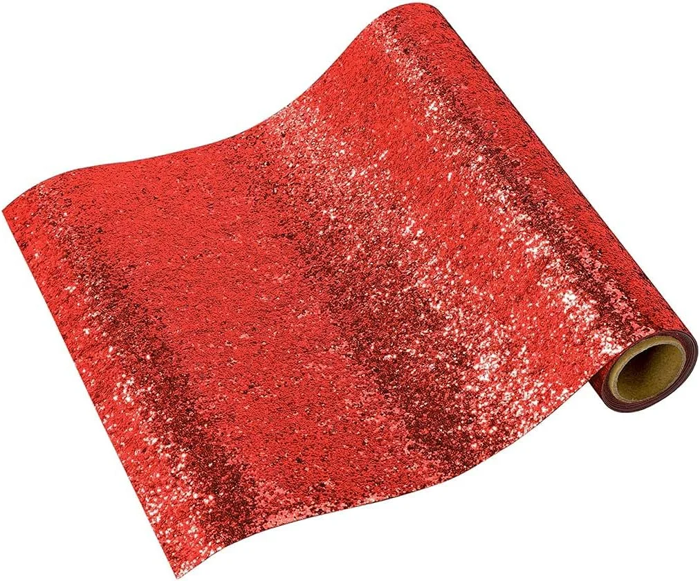 رانر رومیزی قرمز اکلیلی تالکینگ تیبلز | تزئینات رومیزی درخشان برای چیدمان میز کریسمس، جشن تولد، روز ولنتاین، عروسی، تک سایز، LUXE-RUN-RG