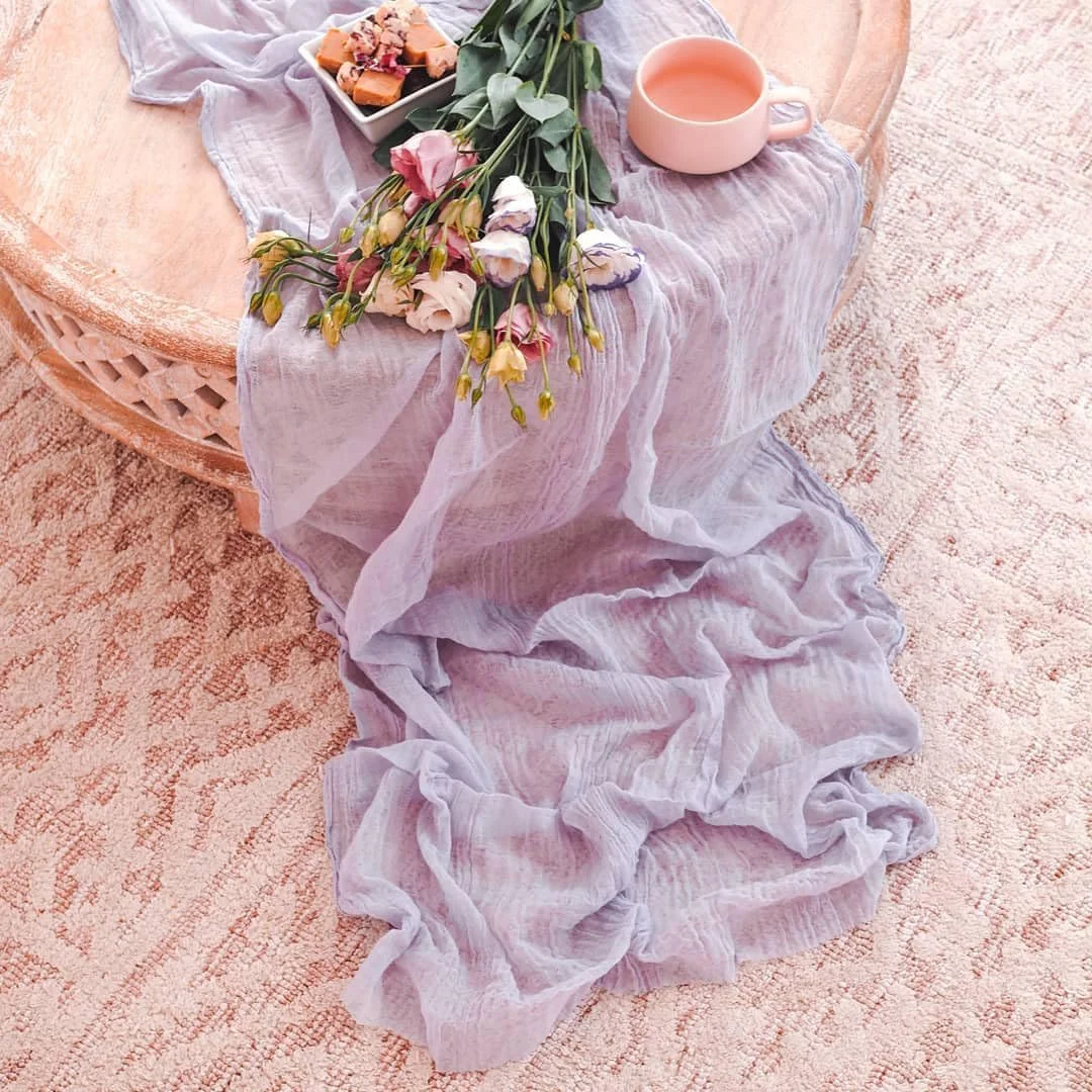 رانر میز توری، رومیزی توری روستایی بوهو، پارچه نیمه شفاف برای تزئین جشن عروسی، تولد، جشن نوزاد، 90x400 سانتی متر