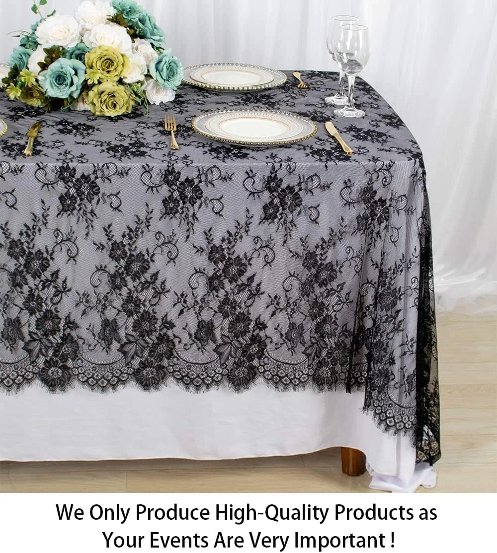 رومیزی توری، مستطیلی به ابعاد ۱۵۰x۳۰۰ سانتیمتر، رومیزی مشکی قابل شستشو با طرح گل، مناسب برای رویدادهای پذیرایی، مهمانیهای شام و تزئینات عروسی رومیزی توری، مستطیلی به ابعاد ۱۵۰x۳۰۰ سانتیمتر، رومیزی مشکی قابل شستشو با طرح گل، مناسب برای رویدادهای پذیرایی، مهمانیهای شام و تزئینات عروسی