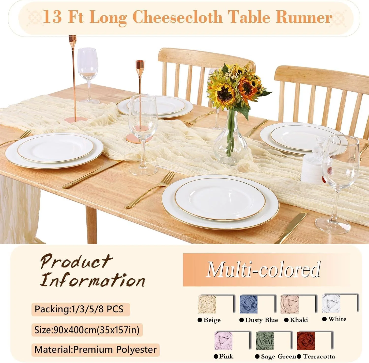 رانر میز پنبه ای لونیما (90x400 سانتی متر)، رانر میز روستیک بلند 4 متری برای تزئینات عروسی، مهمانی، جشن ها (1 عدد بژ) رانر میز پنبه ای لونیما (90x400 سانتی متر)، رانر میز روستیک بلند 4 متری برای تزئینات عروسی، مهمانی، جشن ها (1 عدد بژ)