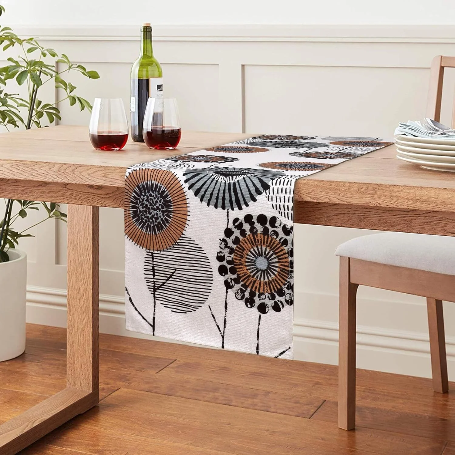 رانر رومیزی ولدمکور طرح گل و گیاه، 32 در 120 سانتی متر، مناسب دکوراسیون مدرن بهاری و تابستانی، طرح قدیمی برای اتاق غذاخوری، آشپزخانه، مزرعه، عروسی، تولد و فضای باز