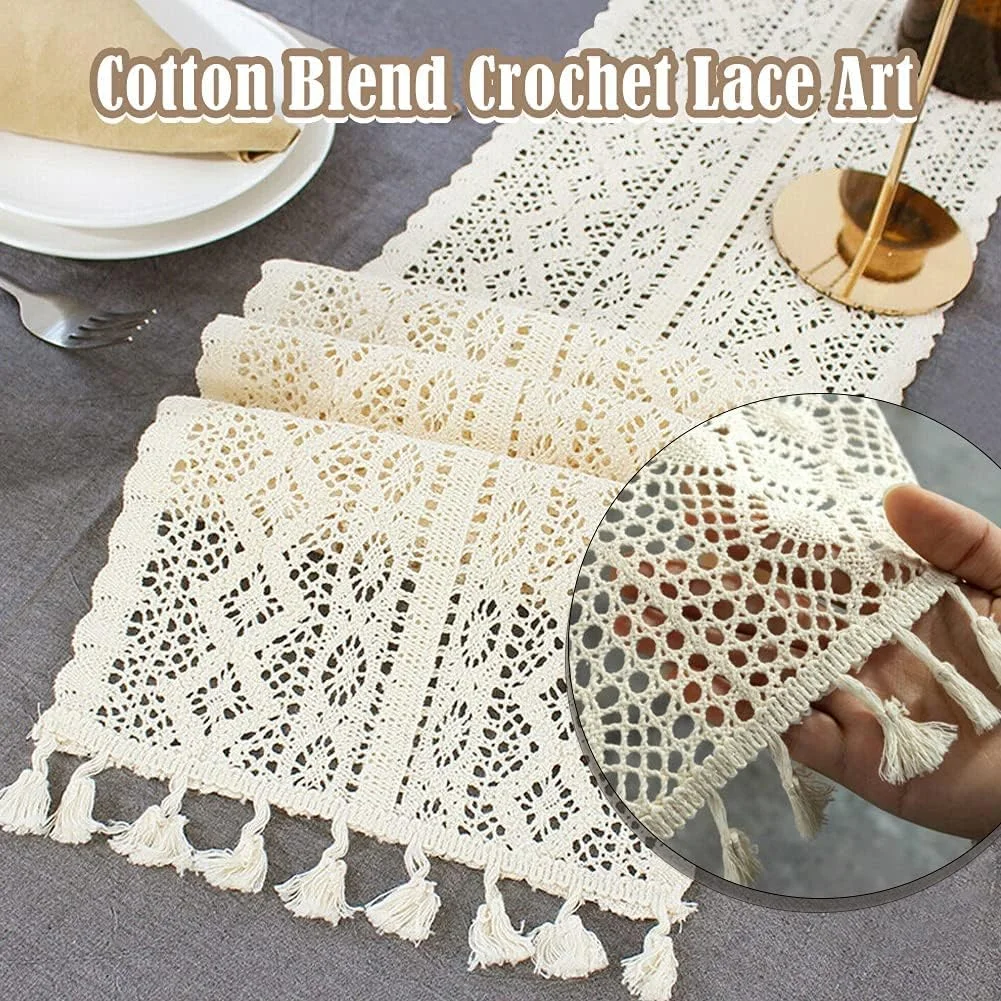 رانر رومیزی بافتنی پنبه ای، رومیزی توری طرح بوهمی، رانر رومیزی توری بافتنی پنبه ای کرم رنگ با منگوله، دکوراسیون عروسی بوهمی، دکور میز غذاخوری منزل (25x180 سانتی متر) رانر رومیزی بافتنی پنبه ای، رومیزی توری طرح بوهمی، رانر رومیزی توری بافتنی پنبه ای کرم رنگ با منگوله، دکوراسیون عروسی بوهمی، دکور میز غذاخوری منزل (25x180 سانتی متر)