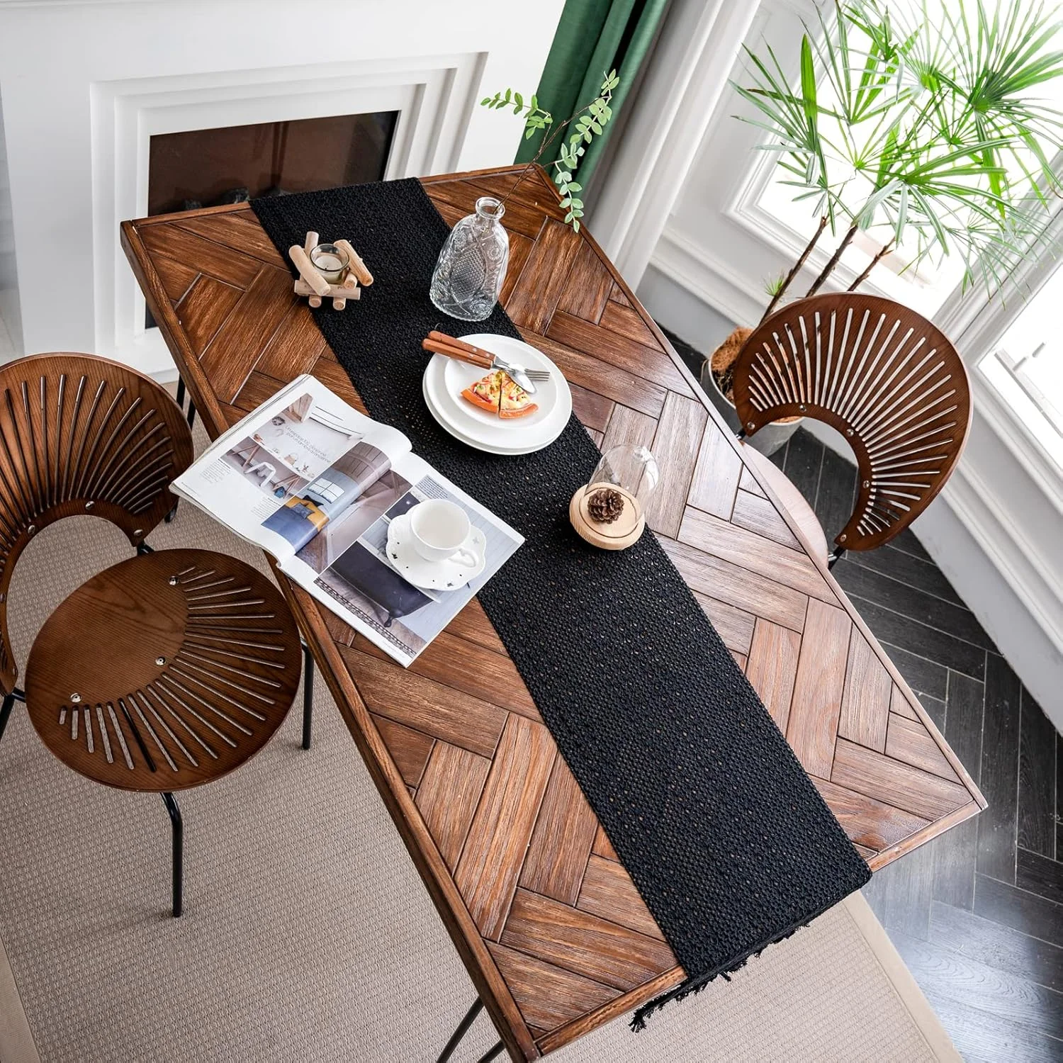 رانر میز مکرومه Weldomcor، رانر میز کتان بوهمی با منگوله، 30 × 180 سانتی متر، رومیزی توری قلاب بافی مستطیلی برای آشپزخانه، سبک وینتیج، خانه روستایی، عروسی بوهمی، دکور رومیزی