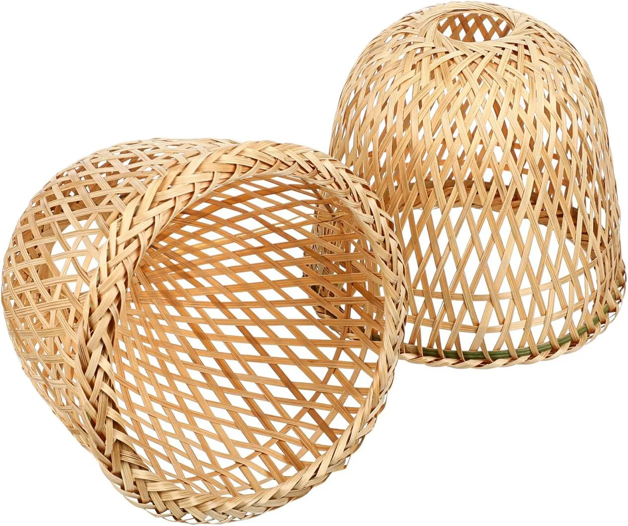 بالووه آباژور، 2 عدد آباژور بامبو بافت دست ساز قفس لامپ محافظ لوستر حصیری آباژور بافته شده جایگزین آویز چراغ روشنایی روستایی برای چراغ آویز چراغ کف