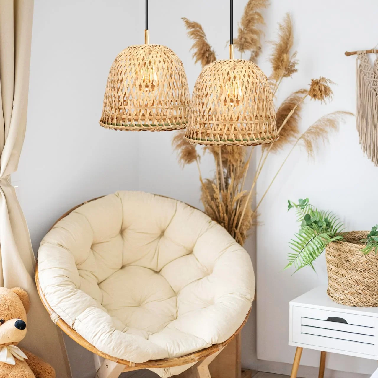 بالووه آباژور، 2 عدد آباژور بامبو بافت دست ساز قفس لامپ محافظ لوستر حصیری آباژور بافته شده جایگزین آویز چراغ روشنایی روستایی برای چراغ آویز چراغ کف بالووه آباژور، 2 عدد آباژور بامبو بافت دست ساز قفس لامپ محافظ لوستر حصیری آباژور بافته شده جایگزین آویز چراغ روشنایی روستایی برای چراغ آویز چراغ کف