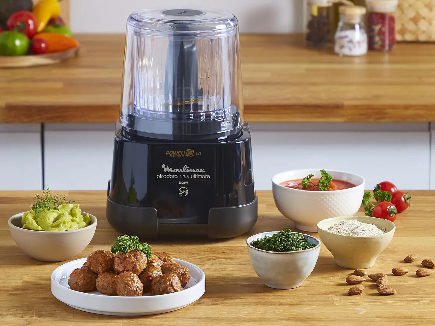 مولینکس DP8108، آسیاب بزرگ، خردکن برقی، 2 تیغه فوق العاده تیز، 5 عملکرد