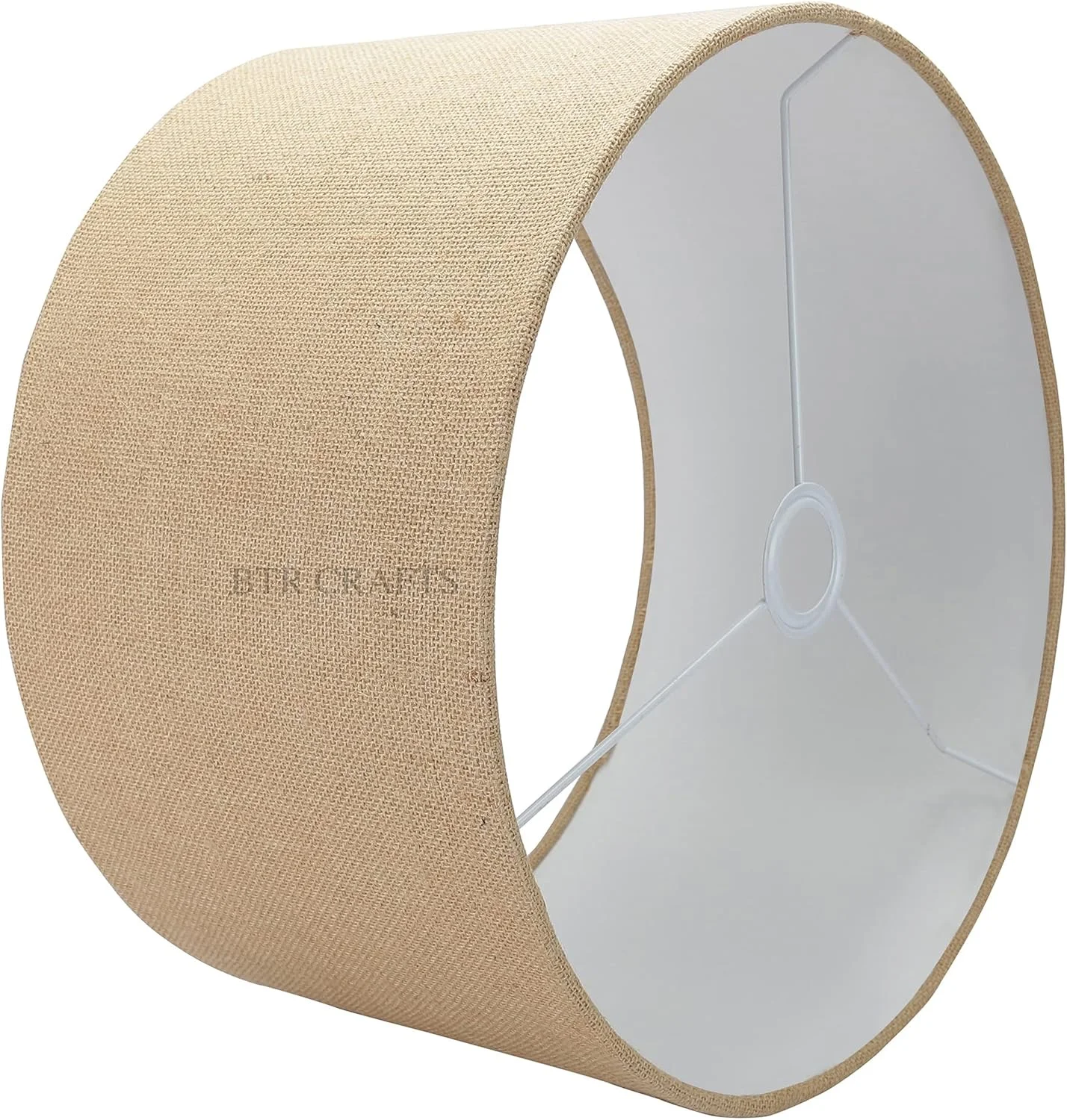 آباژور استوانه ای بی تی آر کرفتس، 50 سانتی متر، جنس پارچه کتان، بزرگترین سایز، ایده آل برای چراغ های ایستاده بزرگ (کنف طبیعی)