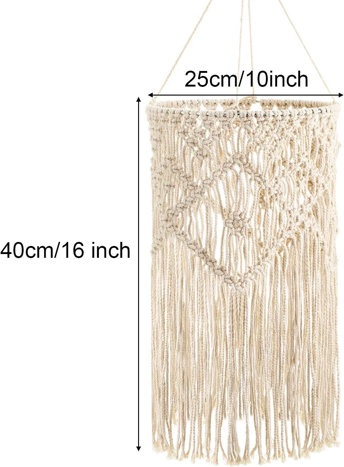 آباژور آویز بوائو، پوشش چراغ آویز سقفی مناسب برای اتاق نشیمن، اتاق خواب و حمام، سفید گرم، لامپ شامل نمی شود (بافتنی)