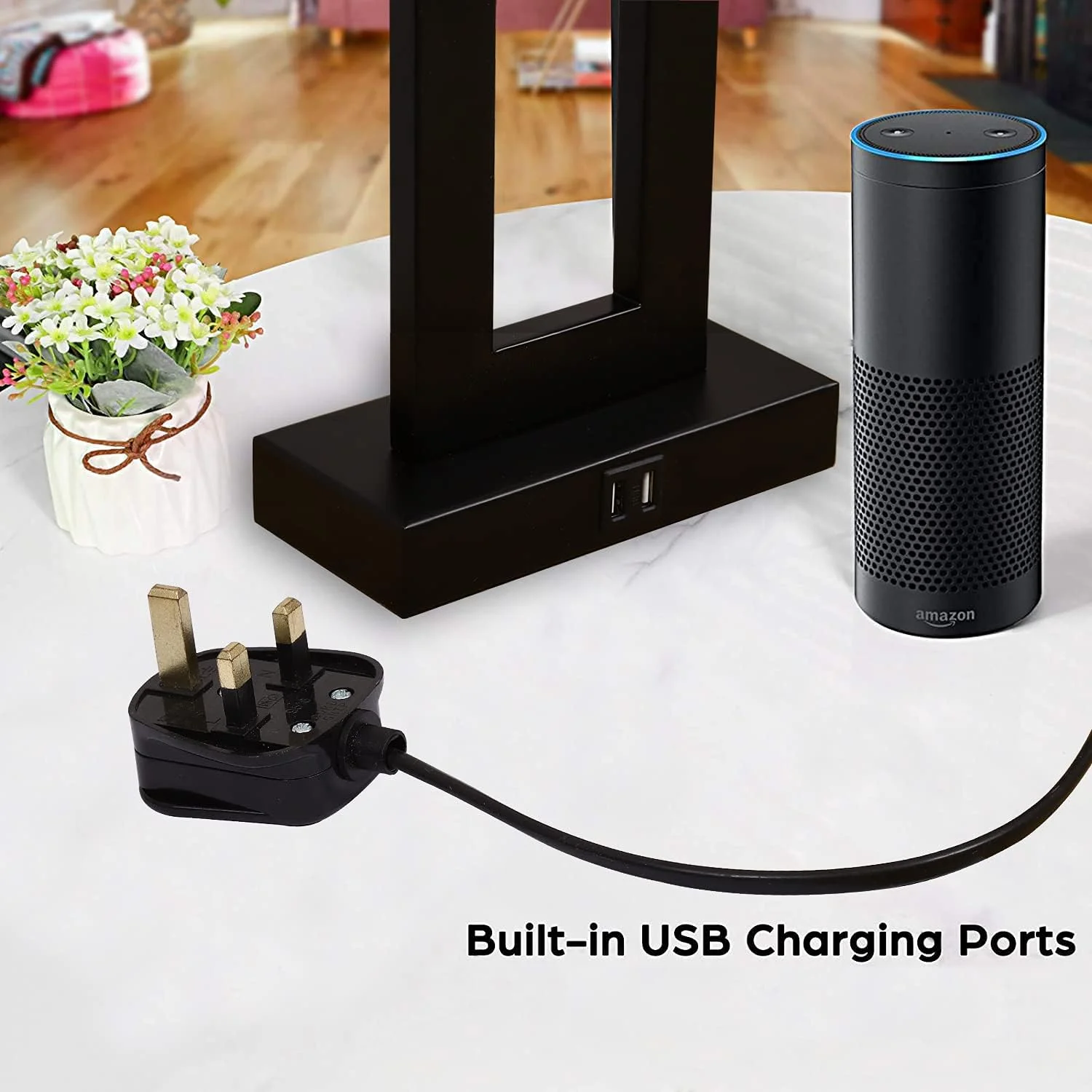 ست 2 عددی چراغ رومیزی لمسی با 2 پورت USB، چراغ خواب مدرن با قابلیت تنظیم نور 3 حالته، چراغ مطالعه کنار تختی با کلاهک پارچه ای کرم رنگ مناسب اتاق خواب، میز، اتاق نشیمن، مطالعه، همراه با لامپ های LED