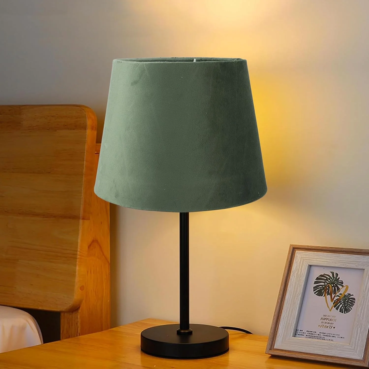 آباژور پارچه ای مخروطی دست ساز برای چراغ های رومیزی و ایستاده، آباژور تزئینی کوچک با سوکت دوگانه E27 E14، طراحی مراقبت از چشم با نور ملایم، نصب آسان (سبز زیتونی)