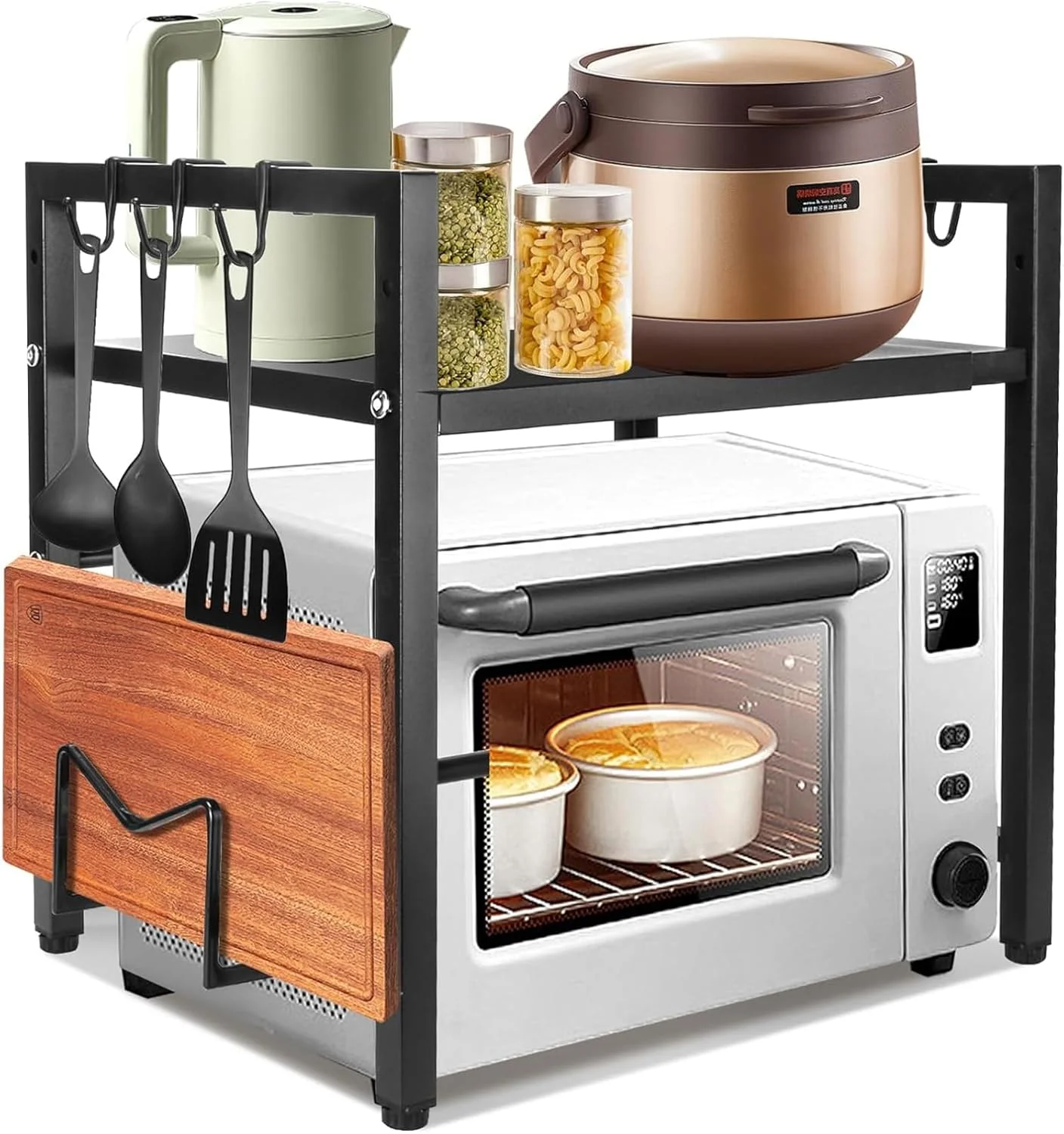 قفسه مایکروویو قابل گسترش ANTOLE، قفسه قابل تنظیم مایکروویو با 6 قلاب، قفسه/نگهدارنده نان تست، سازمان دهنده روی میز آشپزخانه، پایه مایکروویو برای روی کابینت آشپزخانه (1 طبقه) قفسه مایکروویو قابل گسترش ANTOLE، قفسه قابل تنظیم مایکروویو با 6 قلاب، قفسه/نگهدارنده نان تست، سازمان دهنده روی میز آشپزخانه، پایه مایکروویو برای روی کابینت آشپزخانه (1 طبقه)