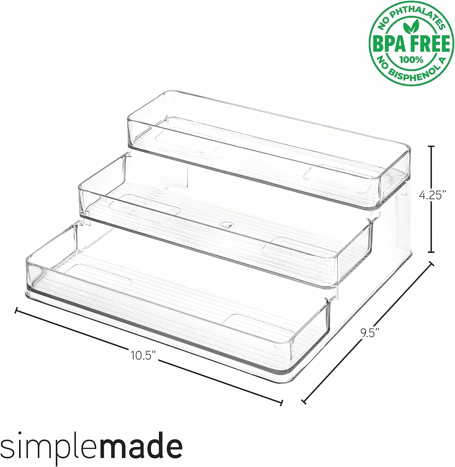 استند ادویه پلاستیکی شفاف Azonee PET، قفسه نمایشگر 3 طبقه برای نگهداری روی کابینت و سازماندهی ادویه جات برای آشپزخانه، حمام، اتاق خواب و دفتر، راه حل های نگهداری و سازماندهی منزل