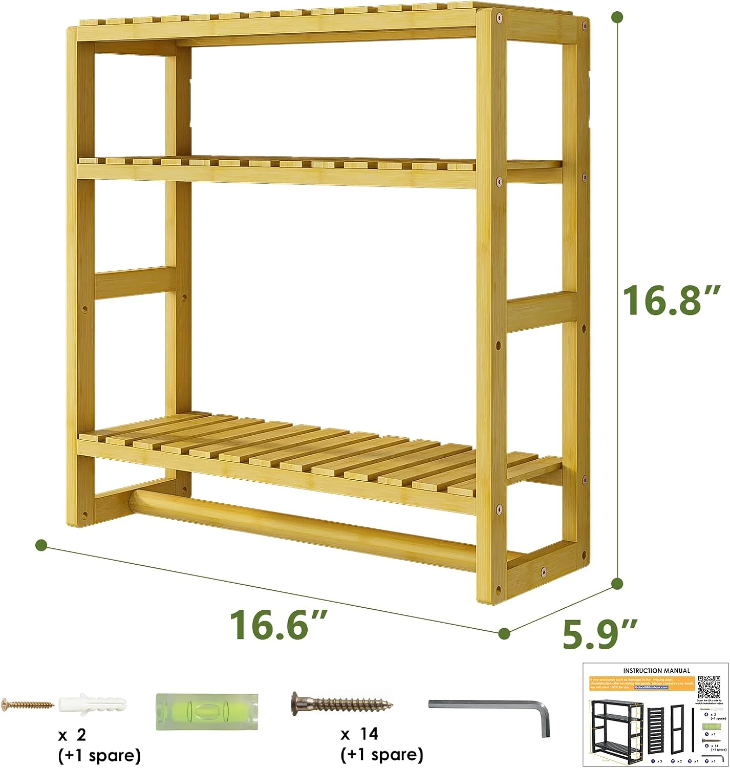 قفسه حمام بام ورلد، سازمان دهنده حمام، قفسه بامبو قابل تنظیم، استند سه طبقه بالای توالت برای صرفه جویی در فضا، قابل نصب روی دیوار، قابل استفاده در اتاق نشیمن (طبیعی)