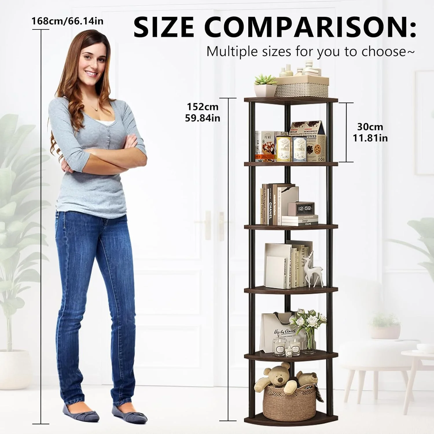 قفسه گوشه ای، قفسه کتاب گوشه ای، واحد قفسه ایستاده با قاب فلزی (6 طبقه) قفسه گوشه ای، قفسه کتاب گوشه ای، واحد قفسه ایستاده با قاب فلزی (6 طبقه)