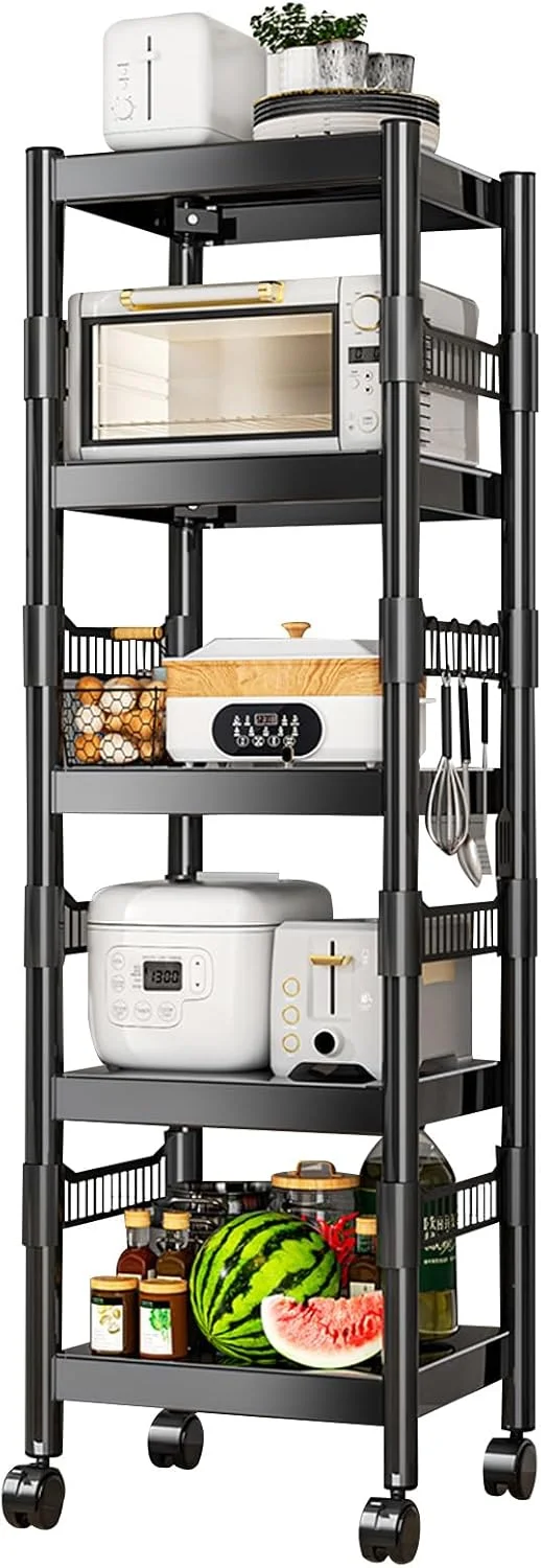 قفسه ذخیره سازی 5 طبقه آشپزخانه DAYONG، قفسه نانوایی سنگین، پایه فر مایکروویو، قفسه های فلزی قابل تنظیم، قفسه کاربردی برای آشپزخانه گاراژ رختشویی انبار (5 طبقه 40 * 40 * 160 سانتی متر)
