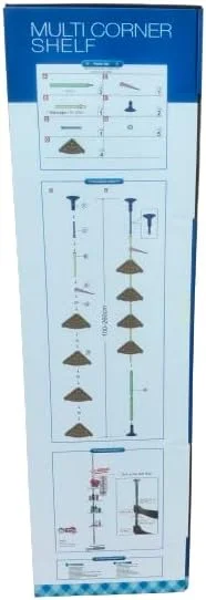 قفسه گوشه حمام تلسکوپی 4 طبقه قابل تنظیم ECVV، استند قفسه حمام با میله حوله، قفسه ها، قلاب ها، میله فلزی ضد زنگ برای سازماندهی و نگهداری، 100-260 سانتی متر قابل افزایش