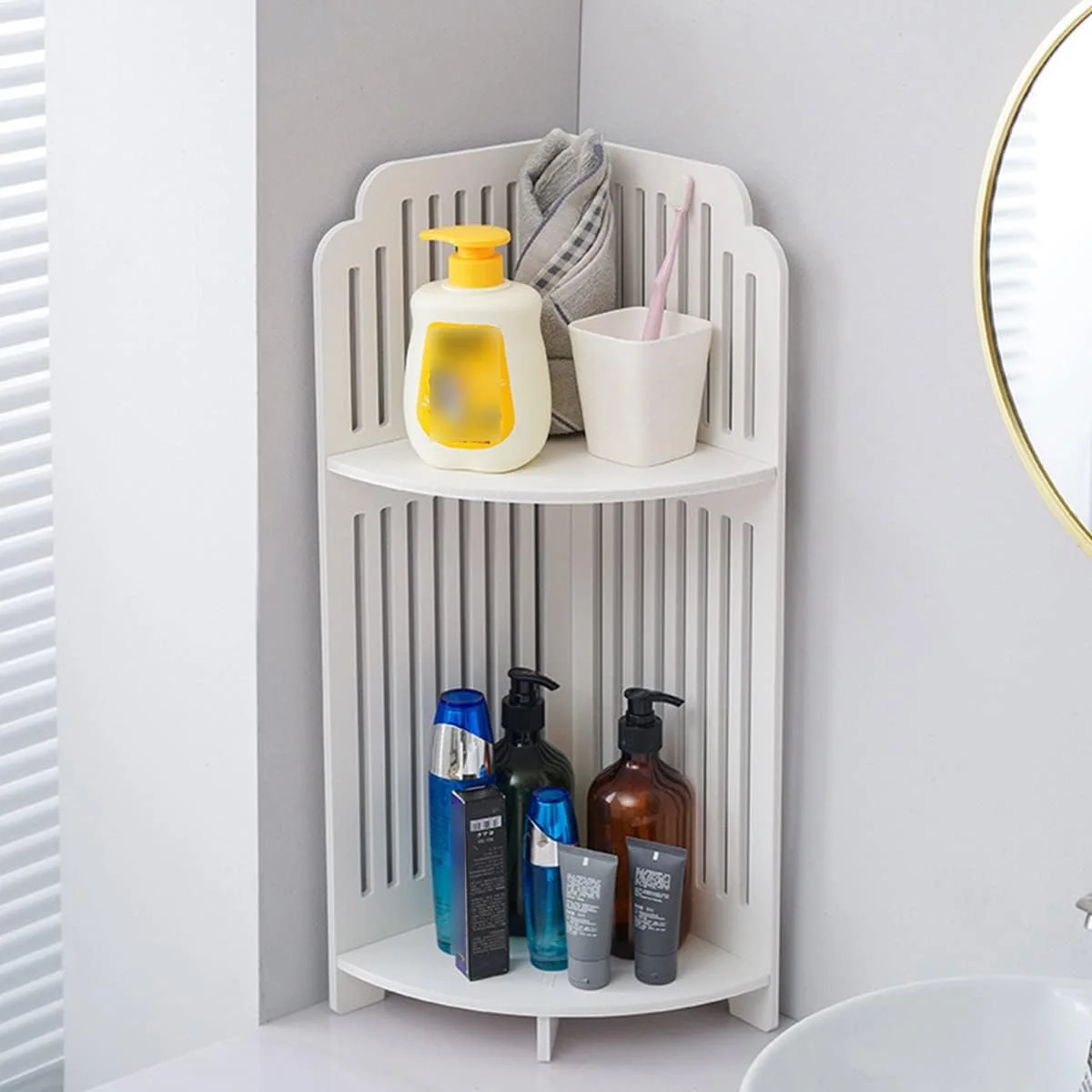 قفسه گوشه ای Ghousetec، کابینت گوشه ای حمام، فضای کوچک برای سازمان دهنده لوازم حمام، میز آشپزخانه، دکوراسیون اداری، ضد آب، میزهای گوشه ای کوچک 2 طبقه، سایز کوچک، سفید (راه راه عمودی) قفسه گوشه ای Ghousetec، کابینت گوشه ای حمام، فضای کوچک برای سازمان دهنده لوازم حمام، میز آشپزخانه، دکوراسیون اداری، ضد آب، میزهای گوشه ای کوچک 2 طبقه، سایز کوچک، سفید (راه راه عمودی)