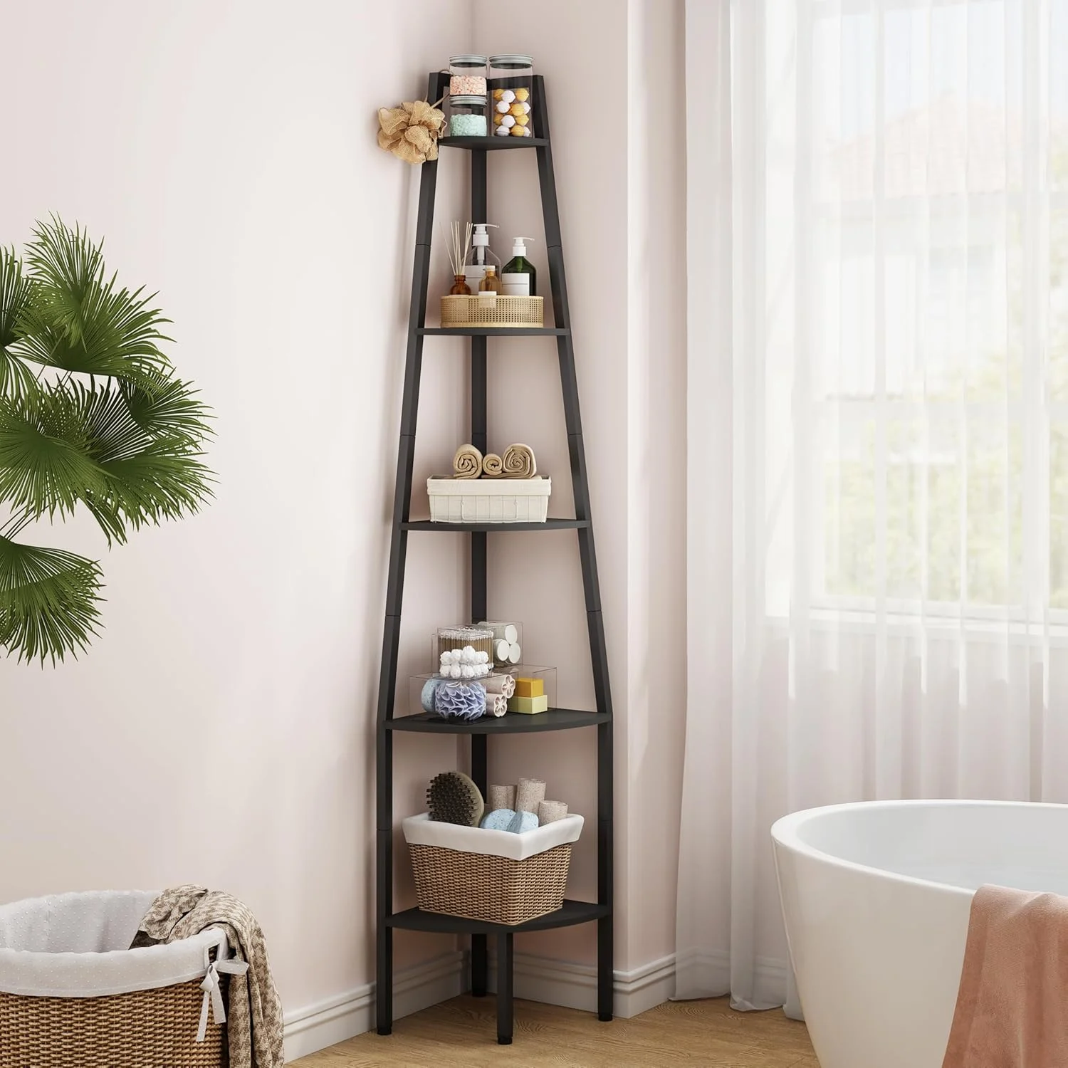 قفسه گوشه ای Hoctieon، قفسه کتاب گوشه ای 5 طبقه صنعتی، قفسه نردبانی گوشه ای روستایی، قفسه کتاب گوشه ای برای فضاهای کوچک، اتاق خواب، اتاق نشیمن، دفتر کار خانگی، آشپزخانه، بالکن، مشکی قفسه گوشه ای Hoctieon، قفسه کتاب گوشه ای 5 طبقه صنعتی، قفسه نردبانی گوشه ای روستایی، قفسه کتاب گوشه ای برای فضاهای کوچک، اتاق خواب، اتاق نشیمن، دفتر کار خانگی، آشپزخانه، بالکن، مشکی